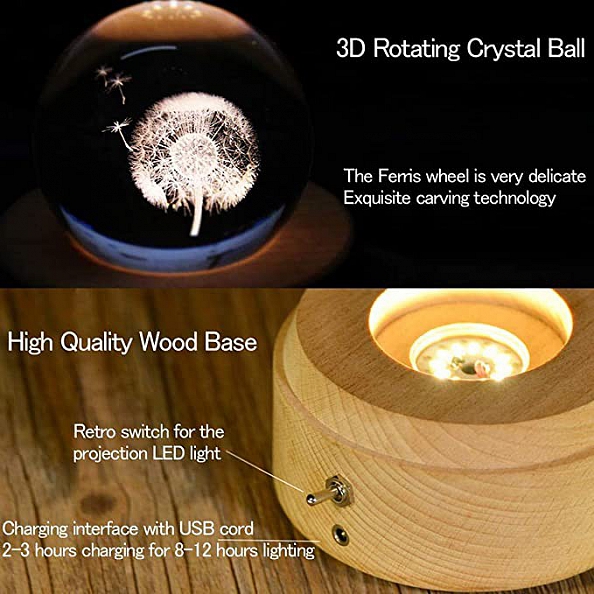 Custom Crystal Ball - Photo Night Lamp - Rotating Musical Box PW205