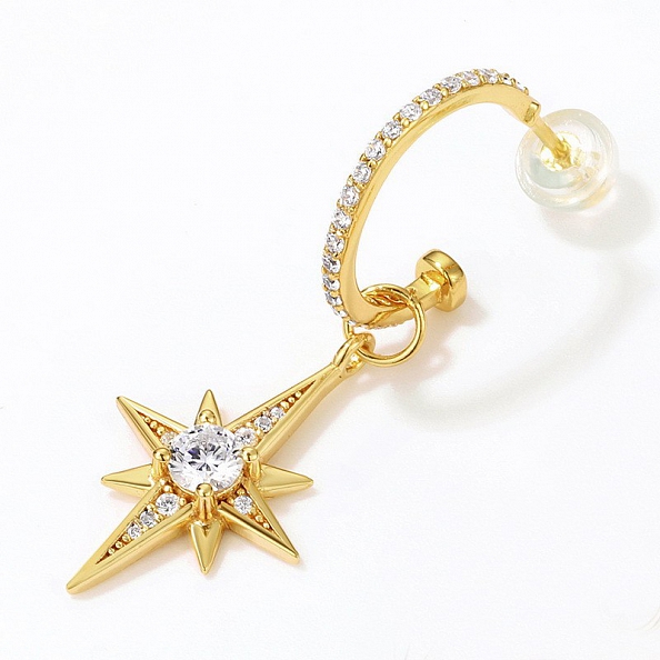 Gold Plated Sun and Star Dangle Earrings PWB290