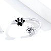 Black and White Cute Paw Ring PWB445