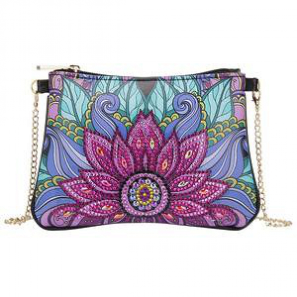 DIY Leather Shoulder Bag Diamond Painting Flowers PW627