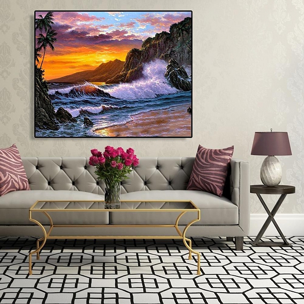 DIY Paint By Numbers-Seaside Sunset(40*50 CM)  PW607