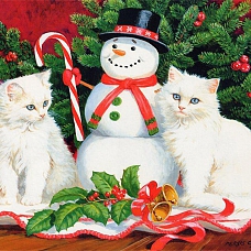 Snowman and Cats Christmas Gift Full Drill 5D Diamond Painting Kit PW488