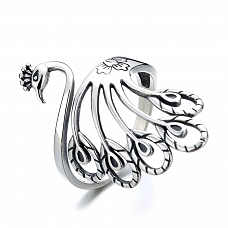 Silver Peacock Charm Ring PWB360