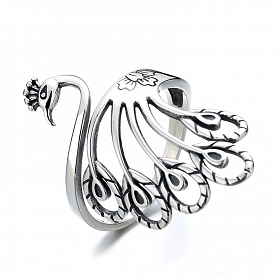 Silver Peacock Charm Ring PWB360