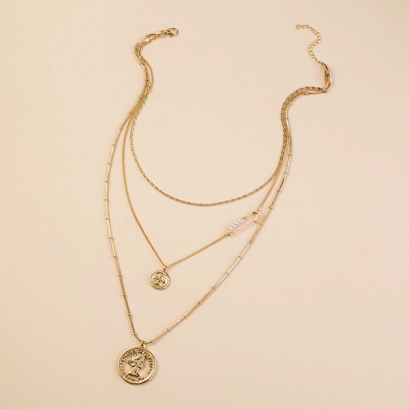 Head coin multi-layer necklace PWB183