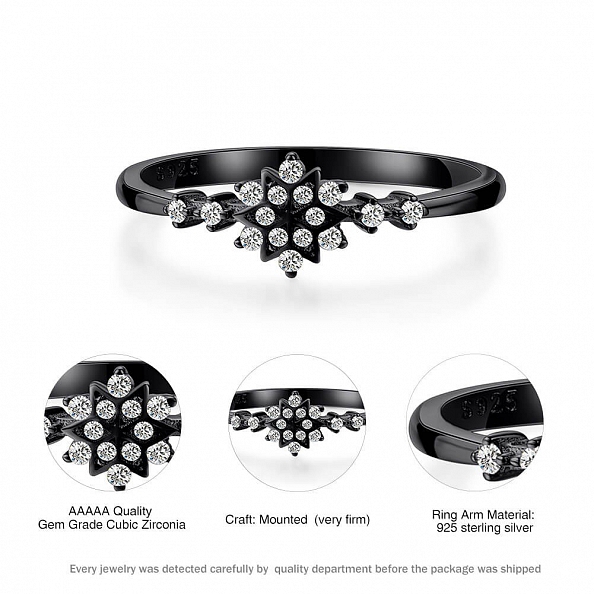 S925 Sterling Silver Snowflake Ring PWB241