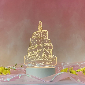 3D Illusion Lamp birthday cake Acrylic LED Night Light Child Gift PW573