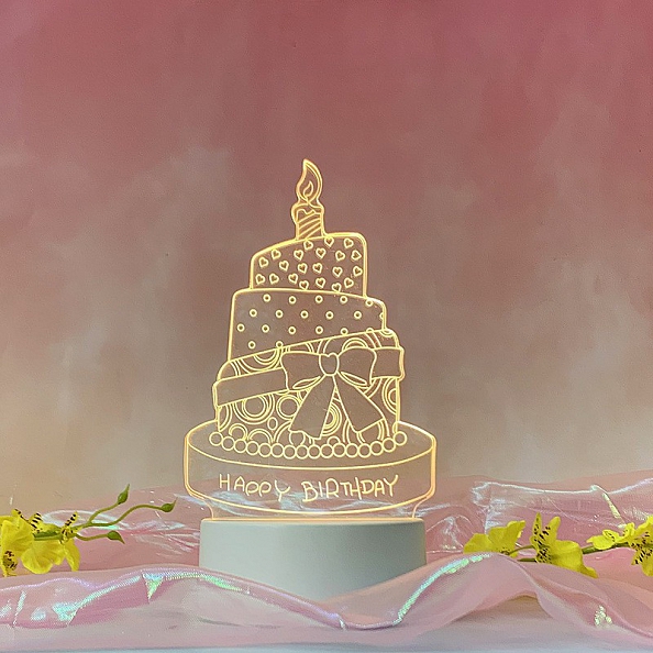 3D Illusion Lamp birthday cake Acrylic LED Night Light Child Gift PW573