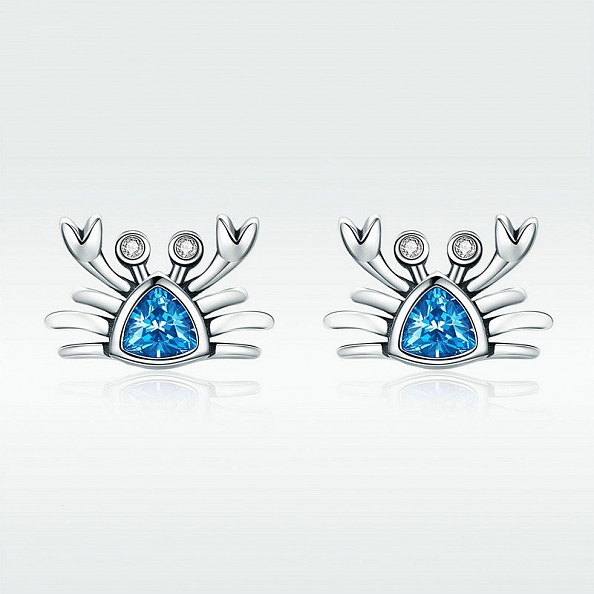 Cute Blue Crab Stud Earrings PWB444