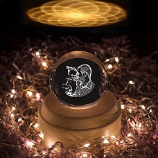 Custom Crystal Ball - Photo Night Lamp - Rotating Musical Box PW205