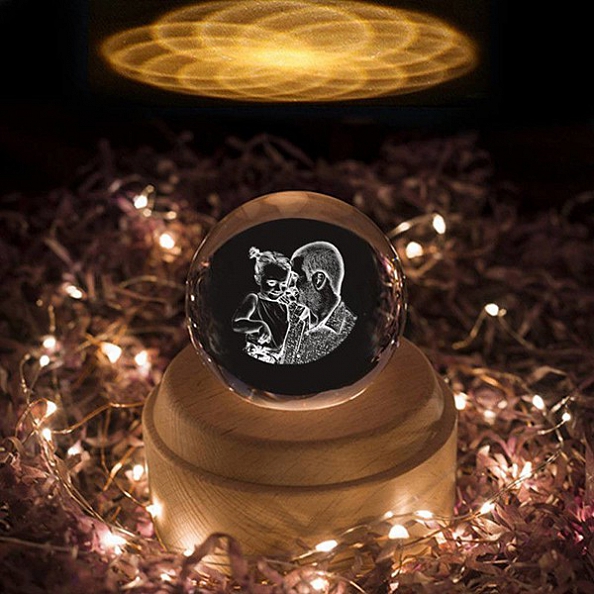 Custom Crystal Ball - Photo Night Lamp - Rotating Musical Box PW205