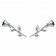 Sterling Silver Rose Stud Earrings PWB542