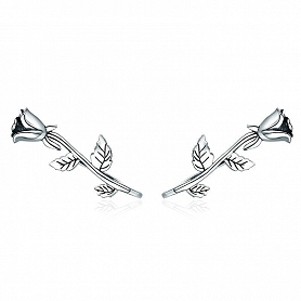 Sterling Silver Rose Stud Earrings PWB542