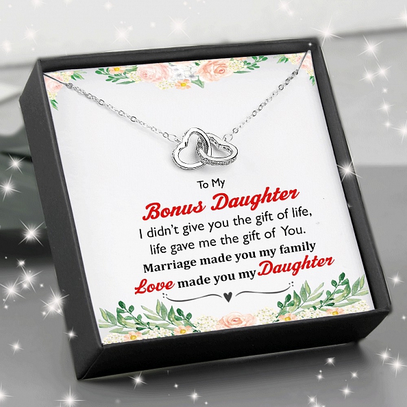 To My Bonus Daughter Double Heart Necklace PWB370