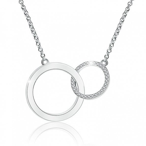 Minimalist Interlock Circle Pendant Necklace PWB456