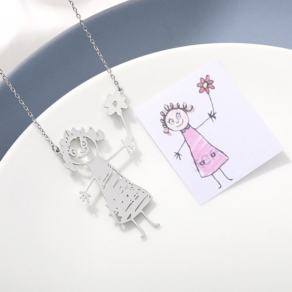 Custom Kids Drawing Necklace PW876