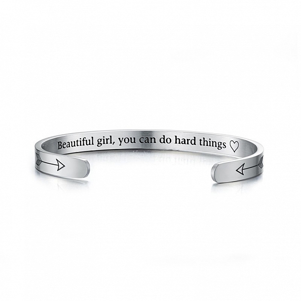 BEAUTIFUL GIRL YOU CAN DO HARD THINGS Cuff Bangle PWB356