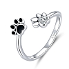 Black and White Cute Paw Ring PWB445