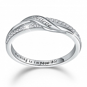 Sterling Silver “Nothing Is Impossible” Ring PWB361