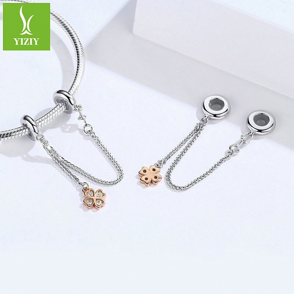 925 Sterling Silver Crystal Heart Beads Bracelet Accessory PWB460