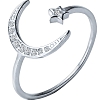 Moon & Star Sterling Silver Ring PWB284