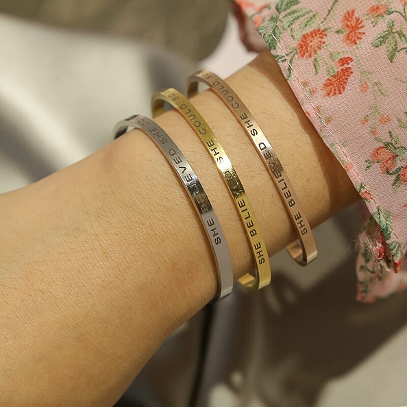 SHE BELIEVED SHE COULD SO SHE DID Inspirational Bangle PWB394