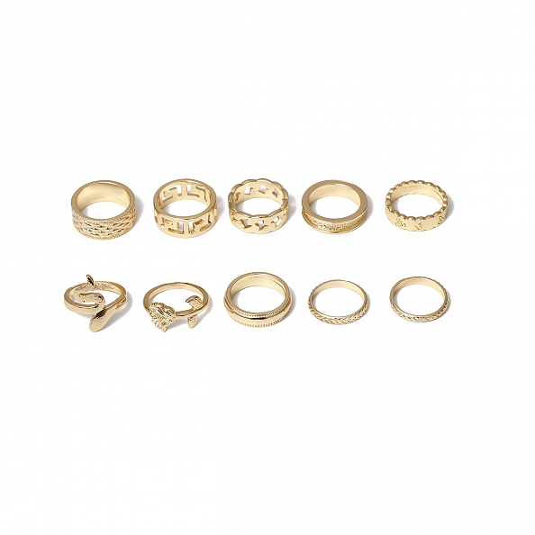 10pics Snake Punk Ring Set PWB177