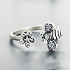 925 Sterling Silver Bee & Flower Ring PWB564