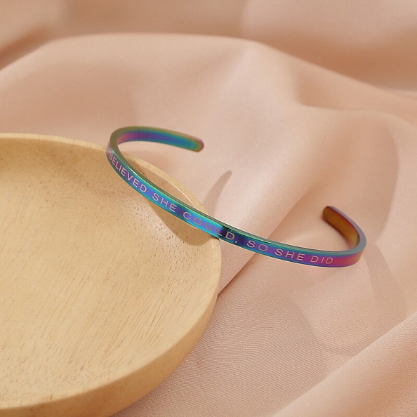 SHE BELIEVED SHE COULD SO SHE DID Inspirational Bangle PWB394
