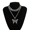 2Pcs Sparking Crystal Pave Butterfly Pendant Necklace PW936