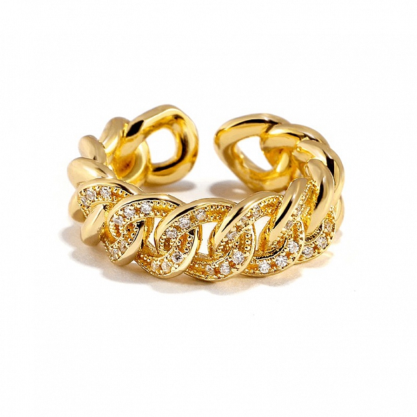 Cubic Zircon Cuban Chain Ring PWB174