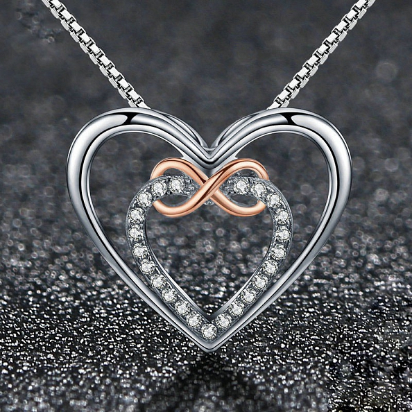 Infinity and Heart Paving Necklace PWB391
