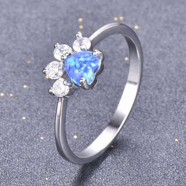 Opal & Crystal Paw Ring PWB315
