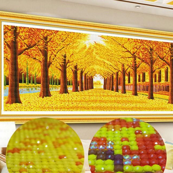 5D DIY Full Drill Diamond Painting Yellow Larch Cross Stitch Embroidery Kit PW592