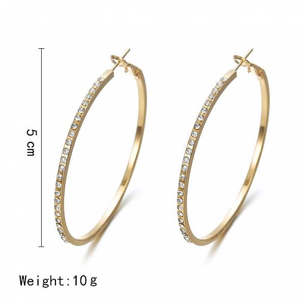 Shiny Zircon Hoop Earrings PWB289
