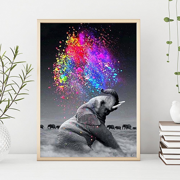 DIY Full Drill Round Diamond Painting-Walking Elephant PW694