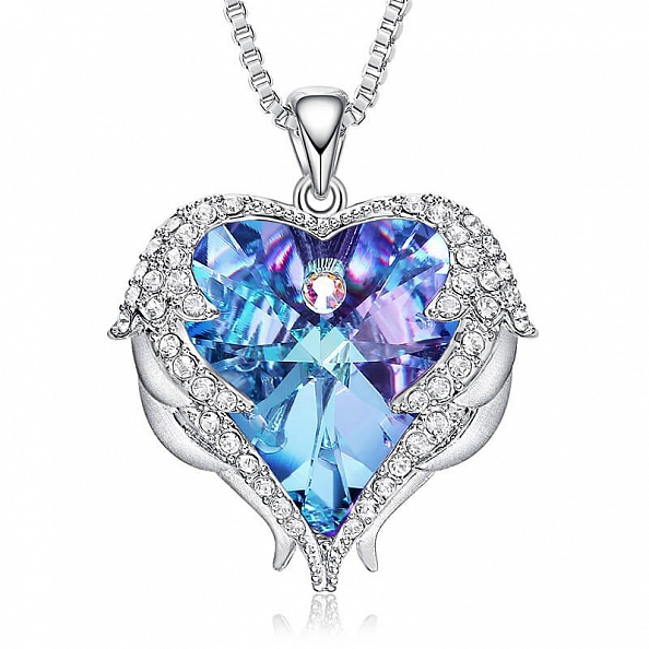 Angel Wings Heart Pendant Swarovski Necklace PW870