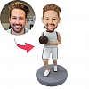Basketball Player Dribbling With White Uniform Custom Bobblehead PW388