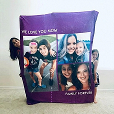 Custom Blankets Personalized Photo Blankets Custom Collage Blankets with 3 Photos PW020