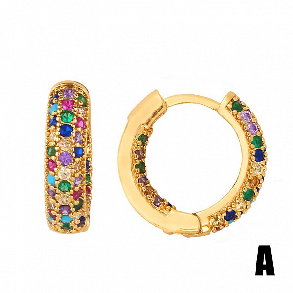 Colorful Zircon Hoop Earrings PWB091