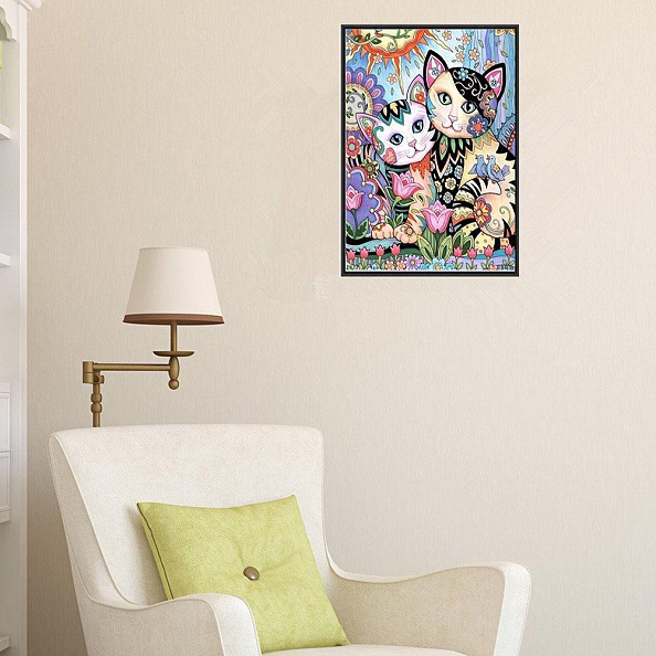 DIY Full Round Diamond Painting-2 Cats PW817