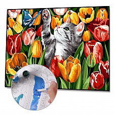 DIY Paint By Numbers Kit(40x50cm) Butterfly Cat PW760