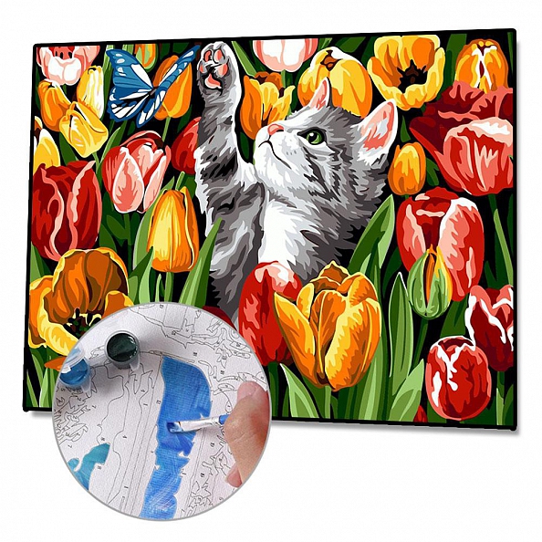 DIY Paint By Numbers Kit(40x50cm) Butterfly Cat PW760