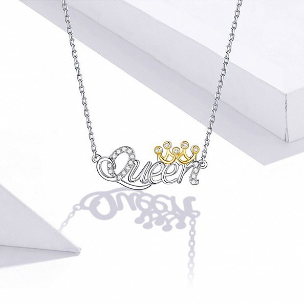 S925 Sterling Silver Queen Necklace PWB329