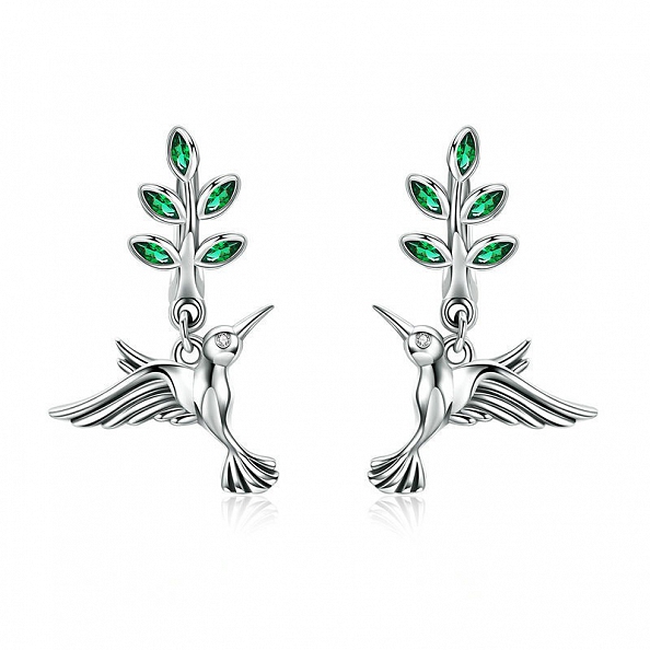 Hummingbird & Spring Trees Earrings PWB540