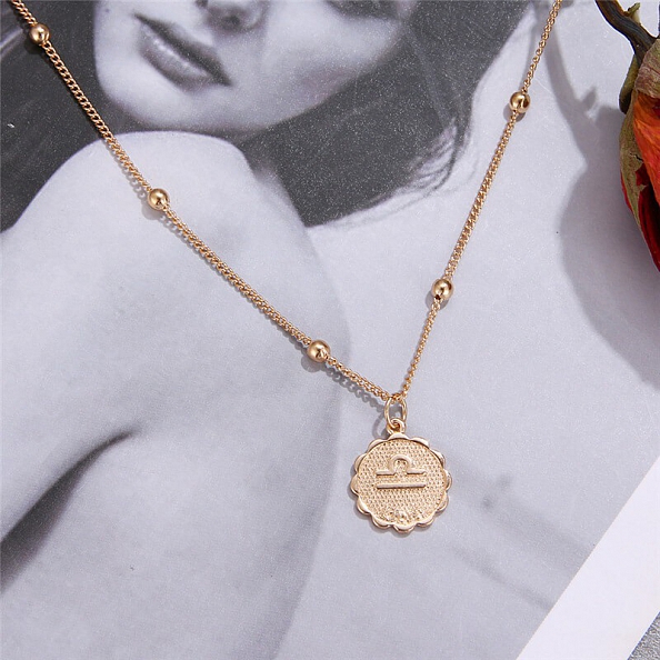 12 Constellations Coin Pendants Necklace  PW884
