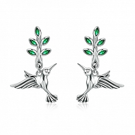 Hummingbird & Spring Trees Earrings PWB540