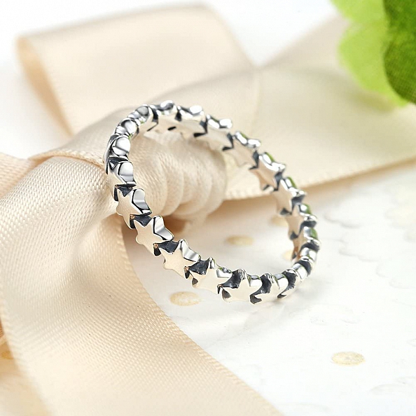 925 Sterling Silver Stars Ring PWB255