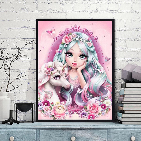 DIY  Full Round Diamond Painting-Girl And Horse PW806