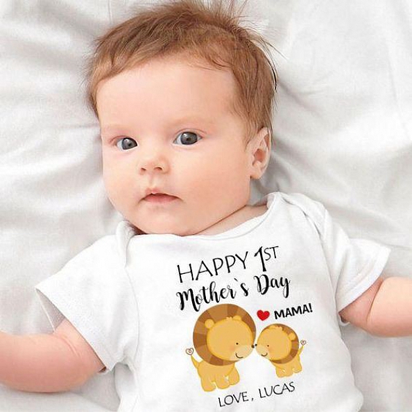 Personalized Lion Mother's Day Baby Onesies PW155